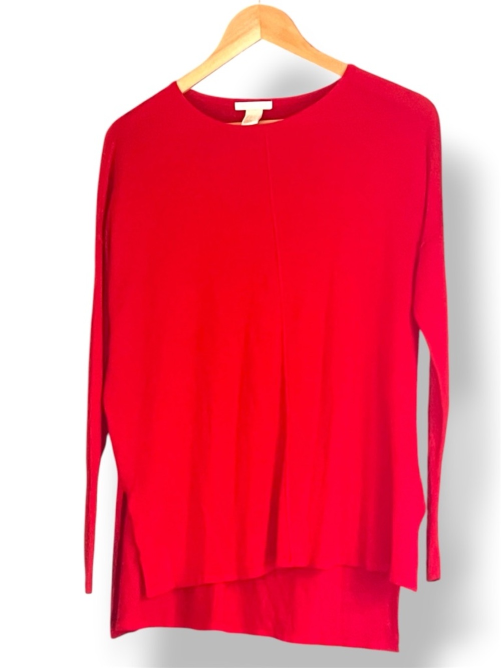 H&M Bright Red Scoop Neck Lightweight Knit Sweater